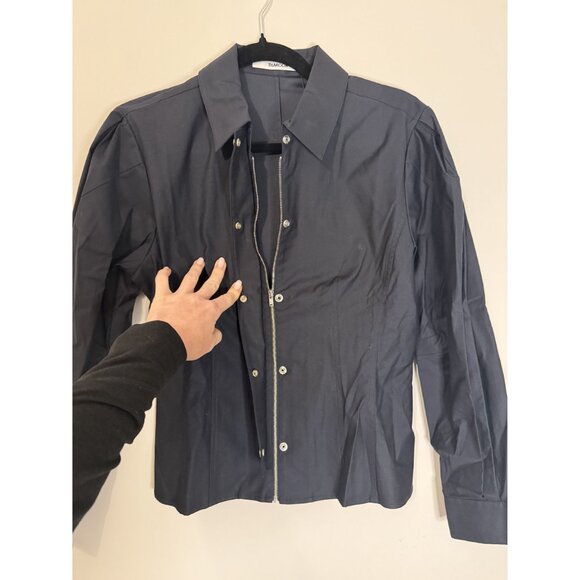 Thakoon Fitted Puff Sleeve Shirt Jacket Navy Black Size 4 NWT [jb] - Picture 7 of 9